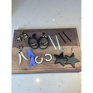 1980s Fashion Statement Earrings Big Bold Lot Of 8 Pairs Pierced Stars Bone